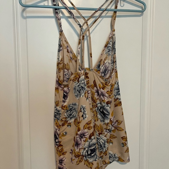American Eagle Outfitters Tops - American Eagle Outfitters Floral Camisole in Cream and Brown